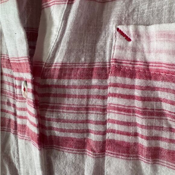 J.Jill Red & White Striped 100% Cotton Shirt - Size M Lightwieght preppy - Picture 8 of 10